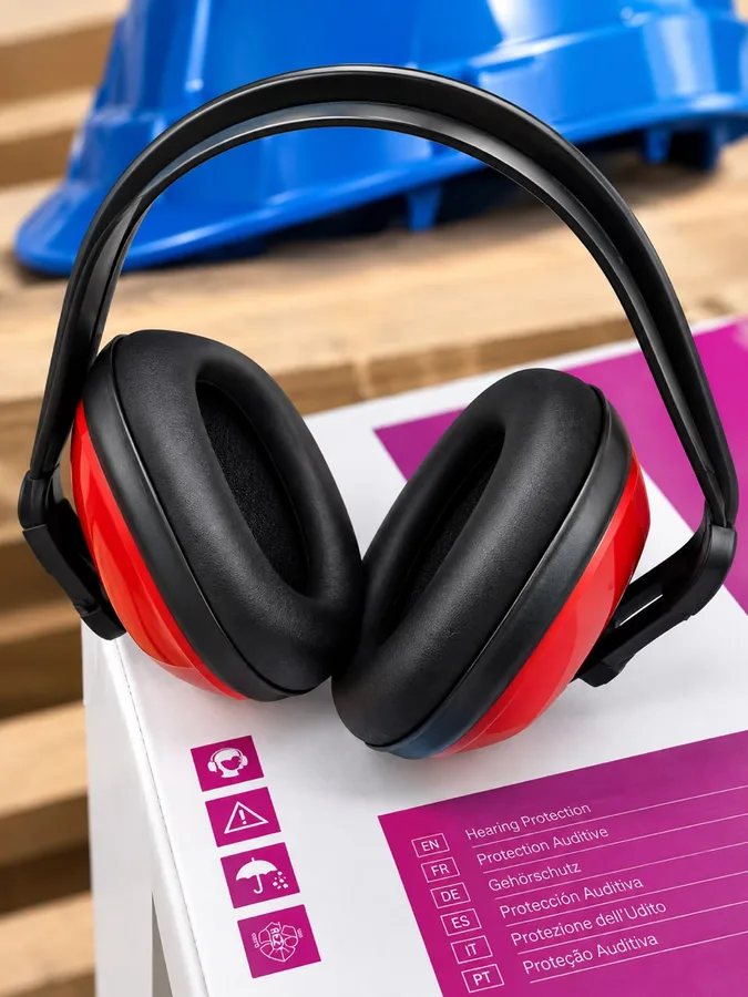 Casque antibruit rouge
